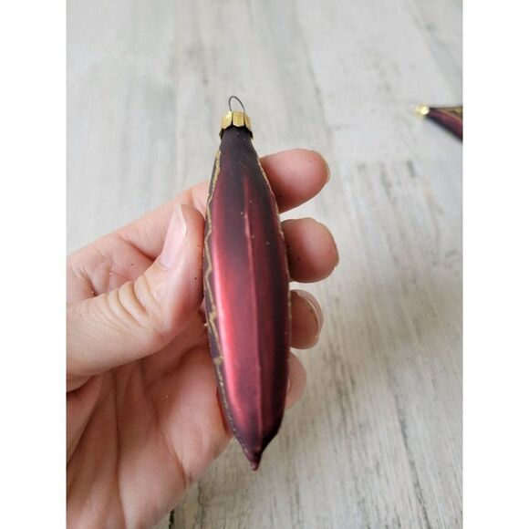 Pier 1 Red leaf glitter gold ornament Xmas holiday tree - Picture 4 of 6